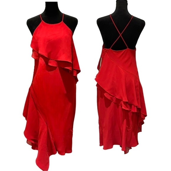 Laundry By Shelli Segal Dresses & Skirts - NWT Laundry by Shelli Segal Red Spaghetti Strap Midi Asymmetrical Cocktail -sz 4